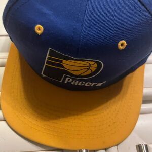 INDIANA PACERS hat blue yellow adjustable snapback cap wide brim Mitchell & Ness